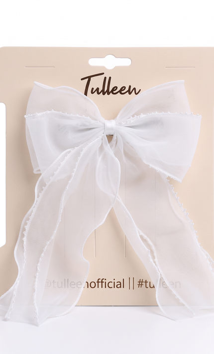 kids atelier tulleen Sheer Organza Beaded-Edge Hair Clip