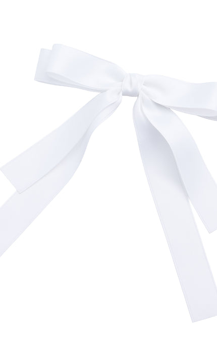 kids atelier tulleen Graceful White Satin Long-Streamer Hair Clip