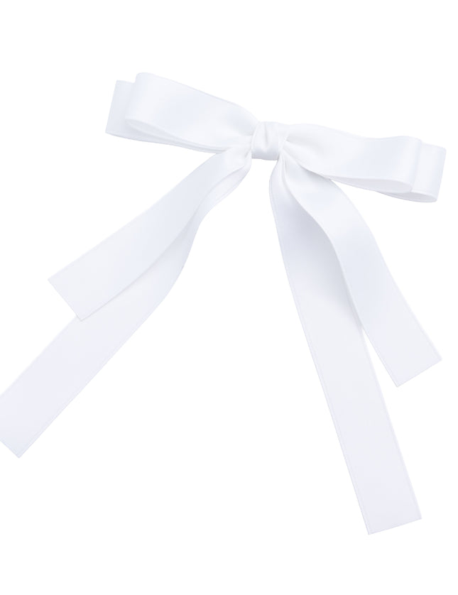 kids atelier tulleen Graceful White Satin Long-Streamer Hair Clip