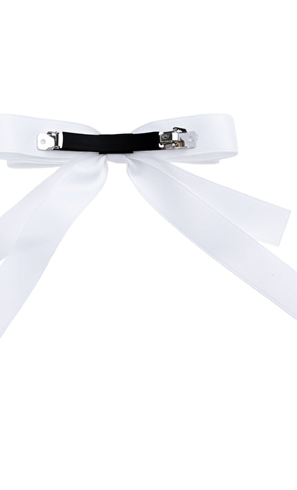 kids atelier tulleen Graceful White Satin Long-Streamer Hair Clip