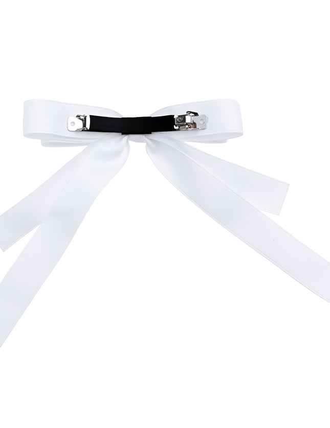 kids atelier tulleen Graceful White Satin Long-Streamer Hair Clip