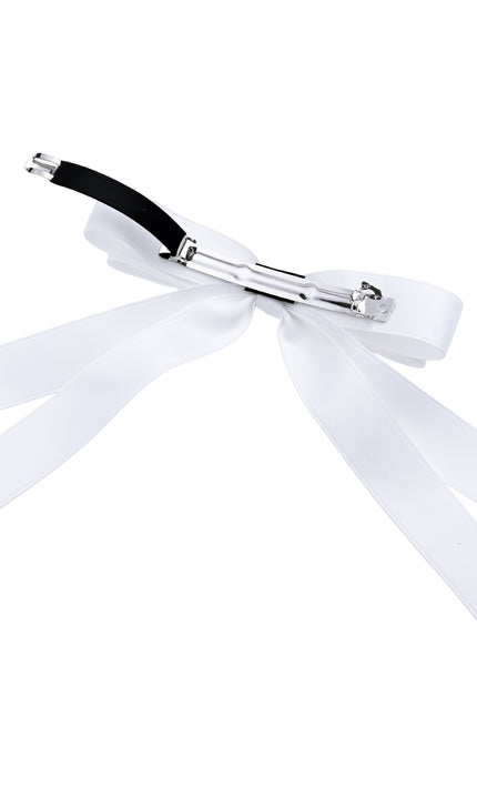 kids atelier tulleen Graceful White Satin Long-Streamer Hair Clip