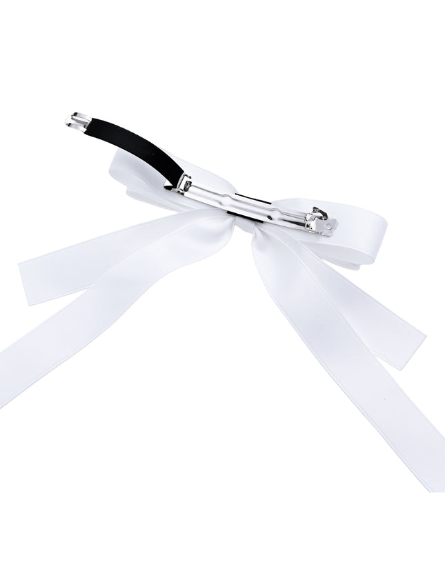 kids atelier tulleen Graceful White Satin Long-Streamer Hair Clip