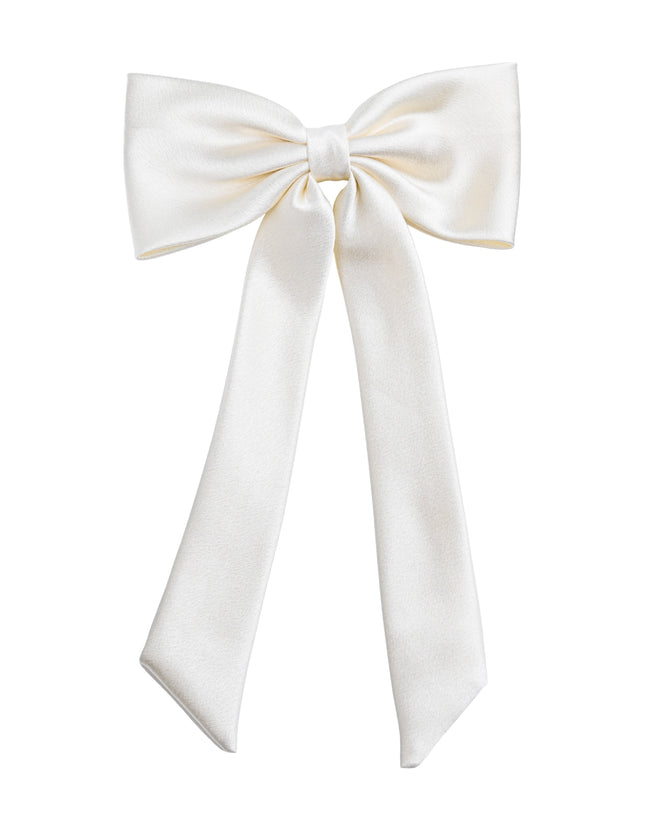 kids atelier tulleen Ivory Satin Long Tail Hair Clip