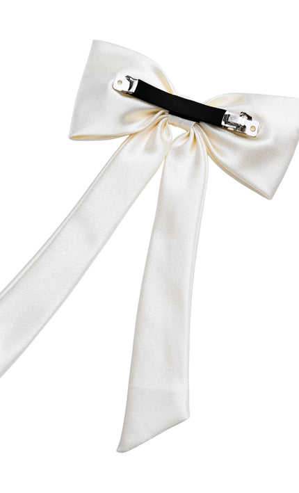 kids atelier tulleen Ivory Satin Long Tail Hair Clip