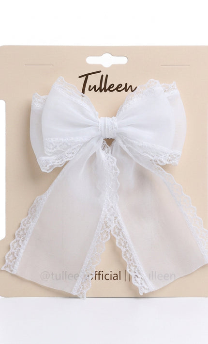 kids atelier tulleen White Lace Bow Hair Clip