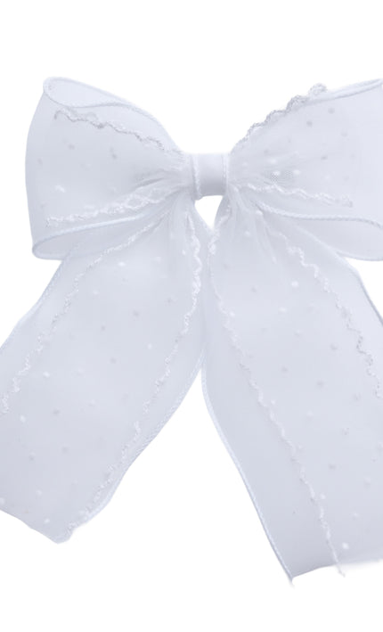 kids atelier tulleen White Dotted Sheer Bow Hair Clip