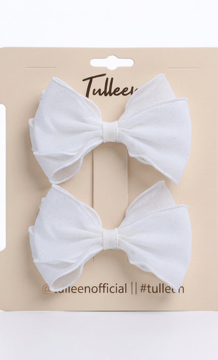 kids atelier tulleen Shimmer White Bow Duo