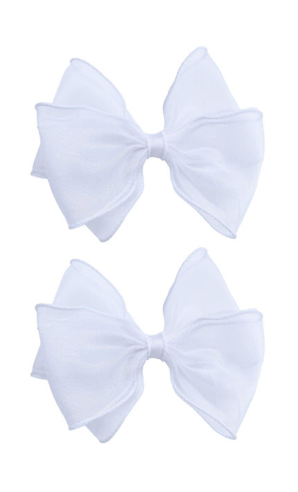 kids atelier tulleen Pure White Bow Hair Clip Set