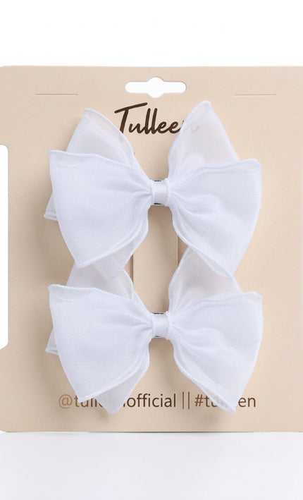 kids atelier tulleen Pure White Bow Hair Clip Set