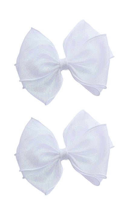kids atelier tulleen Sparkle White Bow Hair Clip Set