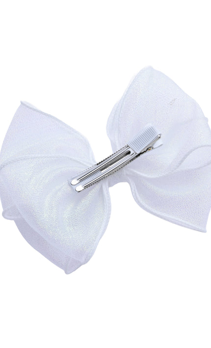 kids atelier tulleen Sparkle White Bow Hair Clip Set