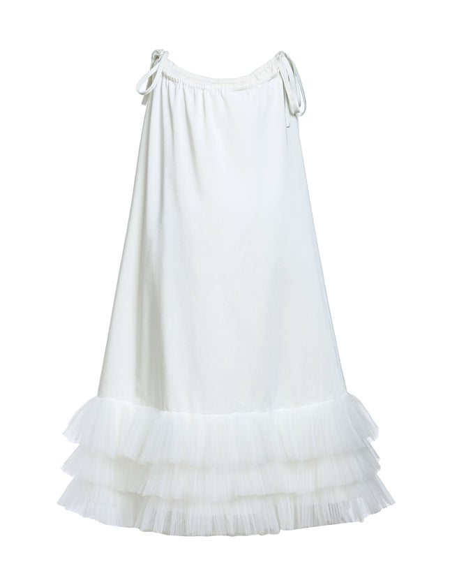kids atelier tulleen White Kendra Ruffle Hem Tie-Strap Dress