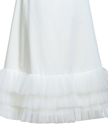 kids atelier tulleen White Kendra Ruffle Hem Tie-Strap Dress