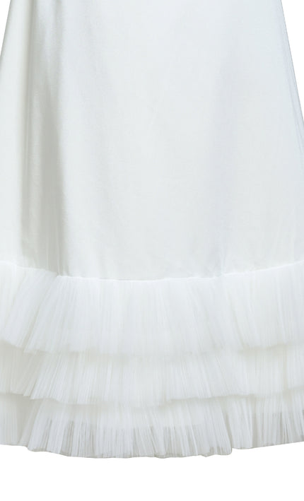 kids atelier tulleen White Kendra Ruffle Hem Tie-Strap Dress