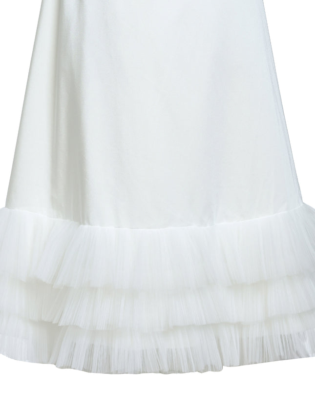 kids atelier tulleen White Kendra Ruffle Hem Tie-Strap Dress