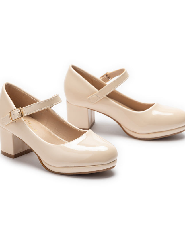 kids atelier Tulleen Beige Aurelia Mary Jane Shoes