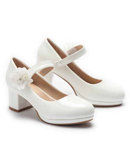 kids atelier tulleen White Evelisse Flower Mary Jane Shoes