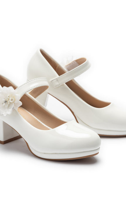 kids atelier tulleen White Evelisse Flower Mary Jane Shoes