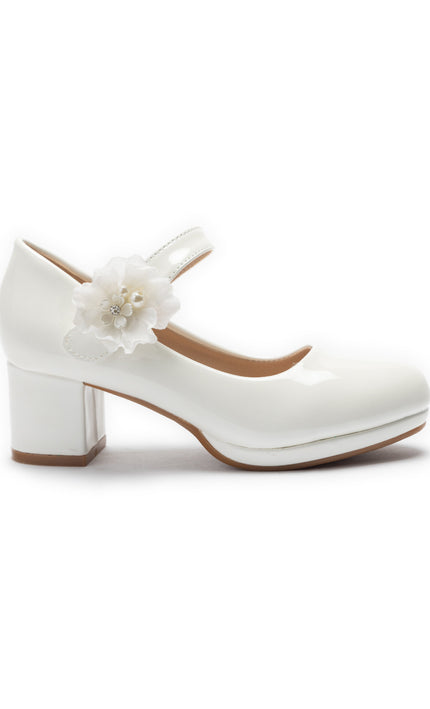kids atelier tulleen White Evelisse Flower Mary Jane Shoes