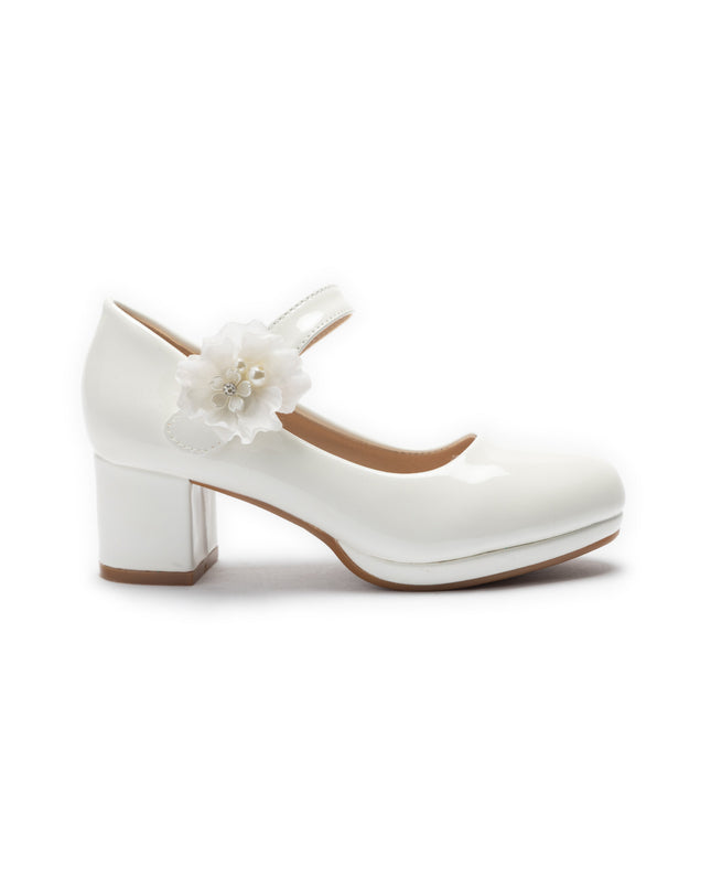 kids atelier tulleen White Evelisse Flower Mary Jane Shoes