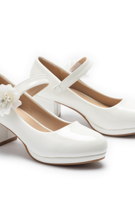 kids atelier tulleen White Evelisse Flower Mary Jane Shoes