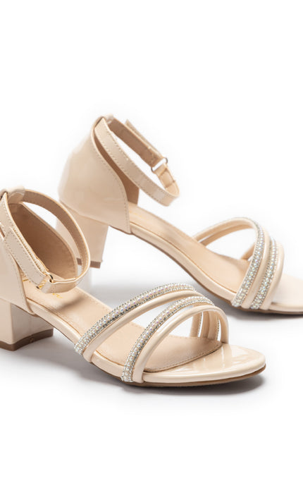 kids atelier Tulleen Beige Liora Rhinestone Sandals