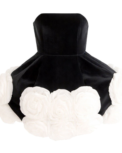 tulleen Black Almendra Floral Strapless Dress