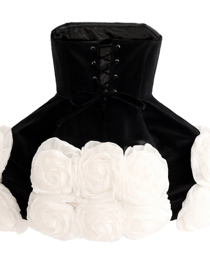 tulleen Black Almendra Floral Strapless Dress