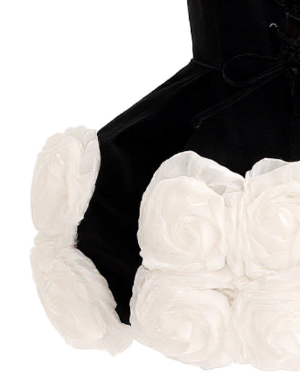 tulleen Black Almendra Floral Strapless Dress