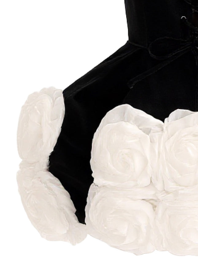 tulleen Black Almendra Floral Strapless Dress