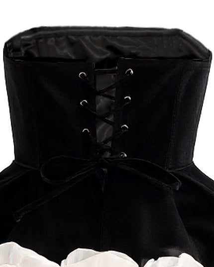 tulleen Black Almendra Floral Strapless Dress