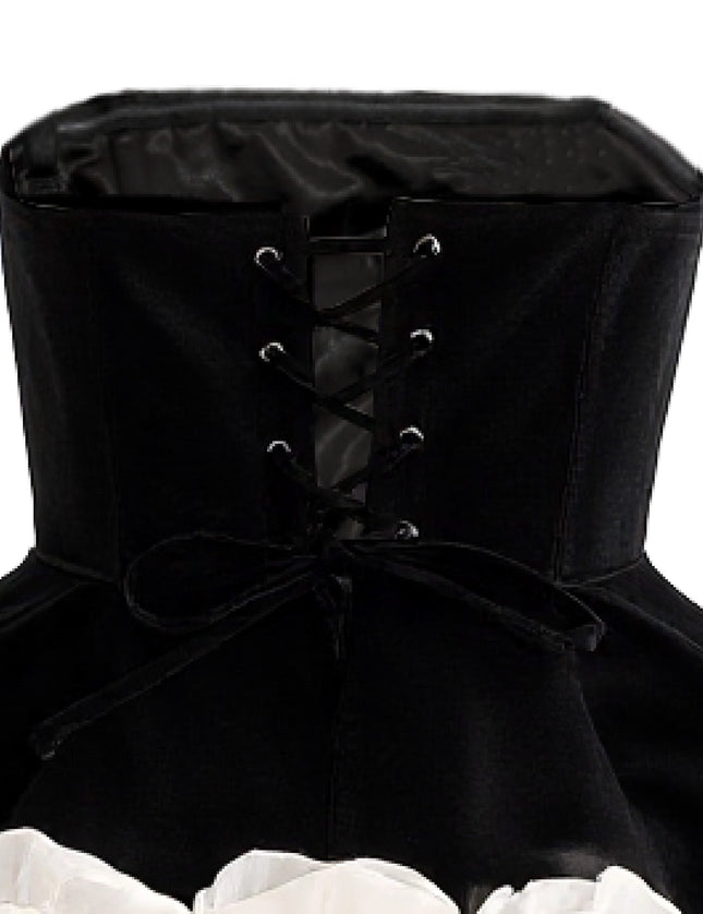 tulleen Black Almendra Floral Strapless Dress