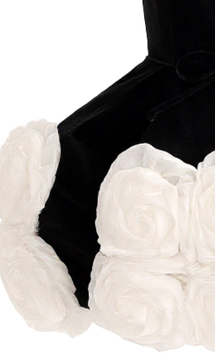tulleen Black Almendra Floral Strapless Dress