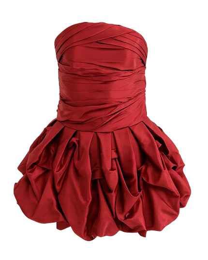 kids atelier tulleen Burgundy Strapless Satin Dress