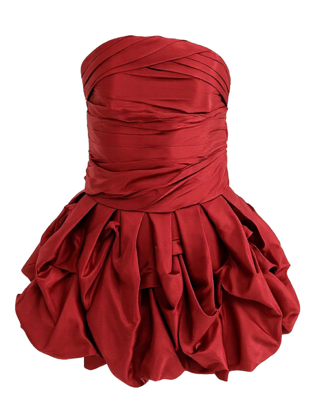 kids atelier tulleen Burgundy Strapless Satin Dress