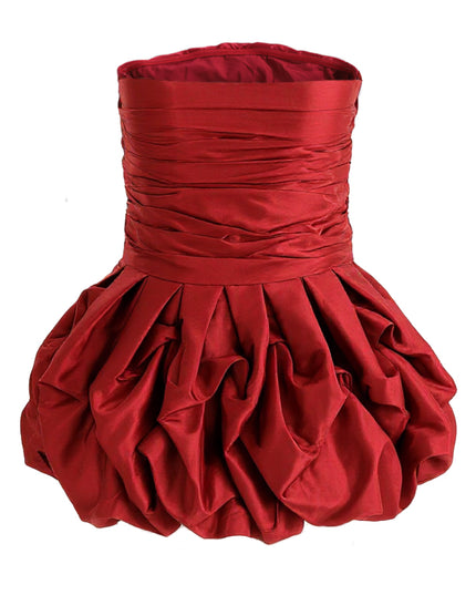 kids atelier tulleen Burgundy Strapless Satin Dress