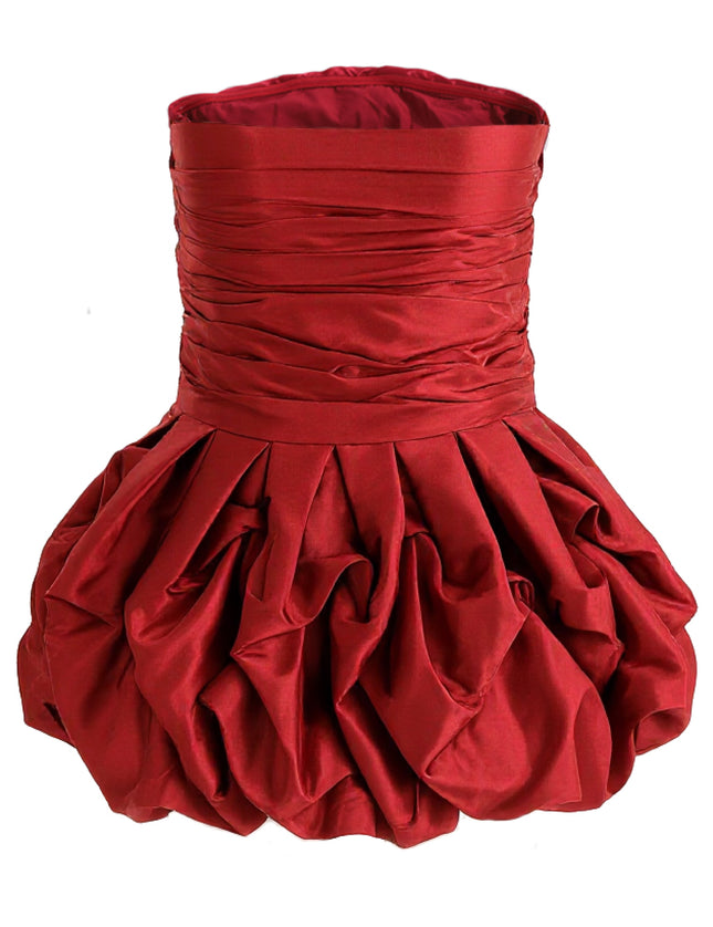 kids atelier tulleen Burgundy Strapless Satin Dress