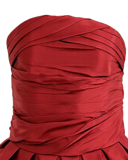 kids atelier tulleen Burgundy Strapless Satin Dress