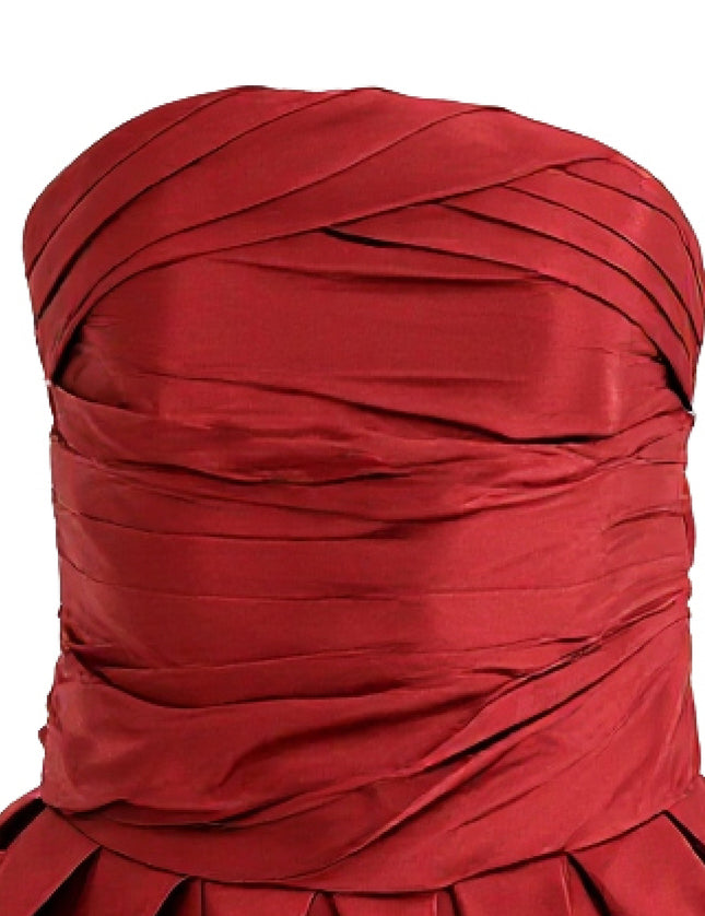 kids atelier tulleen Burgundy Strapless Satin Dress