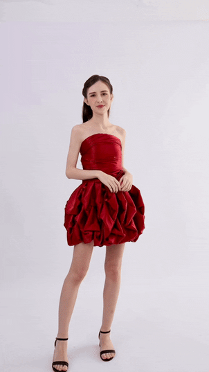 kids atelier tulleen Burgundy Strapless Satin Dress