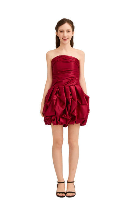 kids atelier tulleen Burgundy Strapless Satin Dress