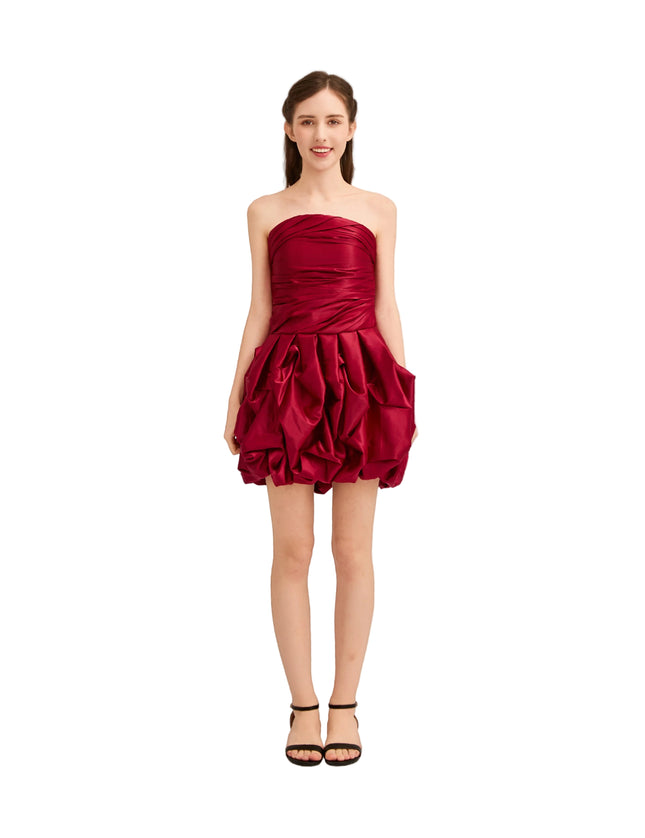 kids atelier tulleen Burgundy Strapless Satin Dress