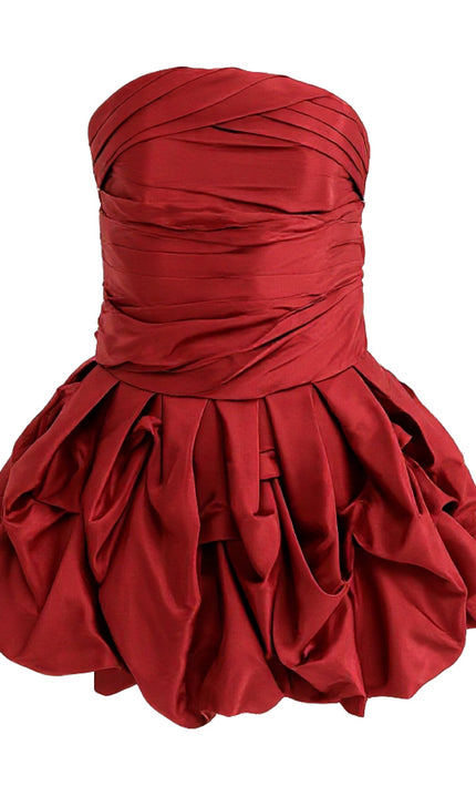 kids atelier tulleen Burgundy Strapless Satin Dress