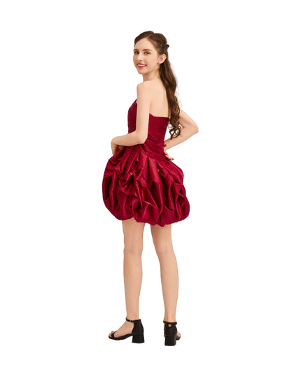 kids atelier tulleen Burgundy Strapless Satin Dress
