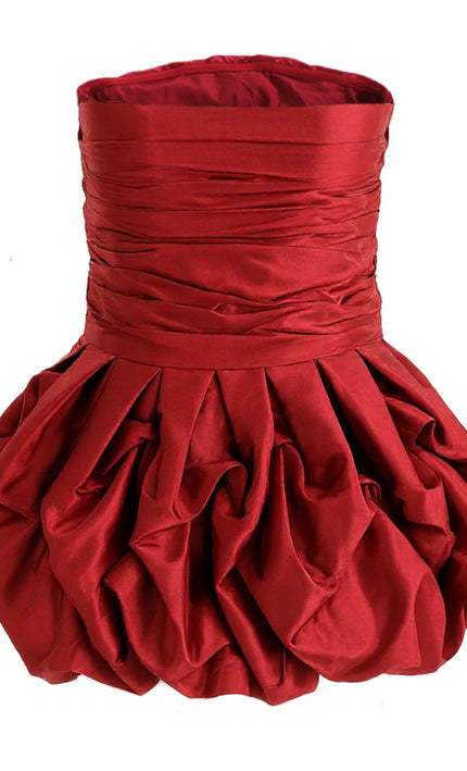 kids atelier tulleen Burgundy Strapless Satin Dress