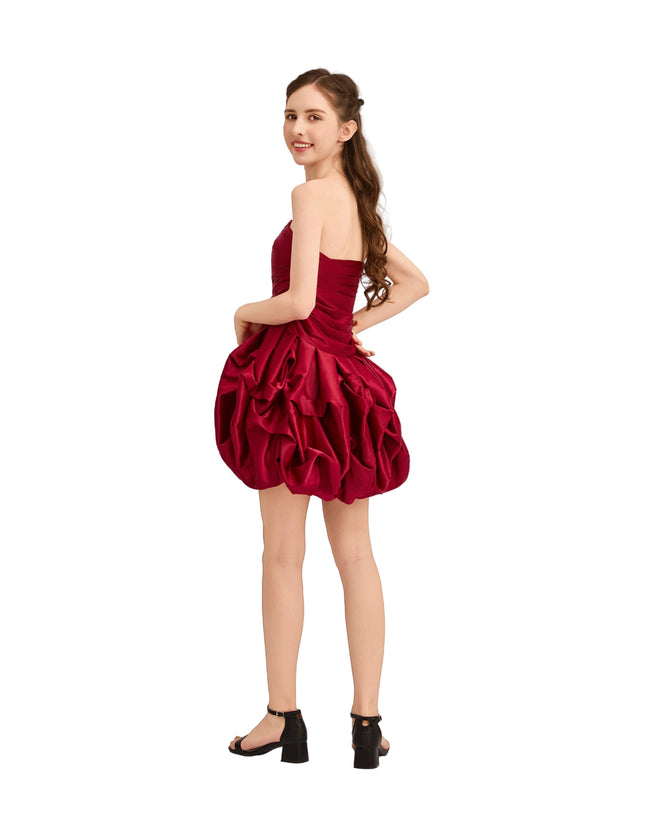 kids atelier tulleen Burgundy Strapless Satin Dress