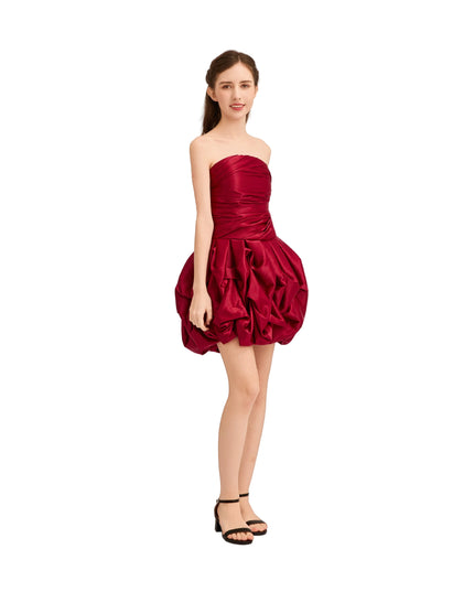 kids atelier tulleen Burgundy Strapless Satin Dress