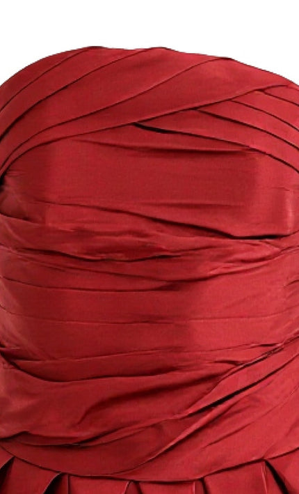 kids atelier tulleen Burgundy Strapless Satin Dress
