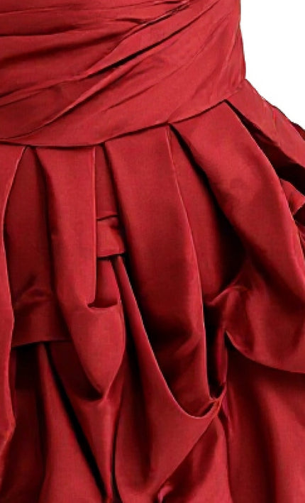 kids atelier tulleen Burgundy Strapless Satin Dress